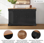Signature Design by Ashley Wildenauer Buffet Cabinet, Modern Farmhouse Two-Tone Design, Hardwood Solids, Mango Wood Veneer and MDF Substrate, Sideboard Storage for Dining Rooms, Black & Brown, 59" W