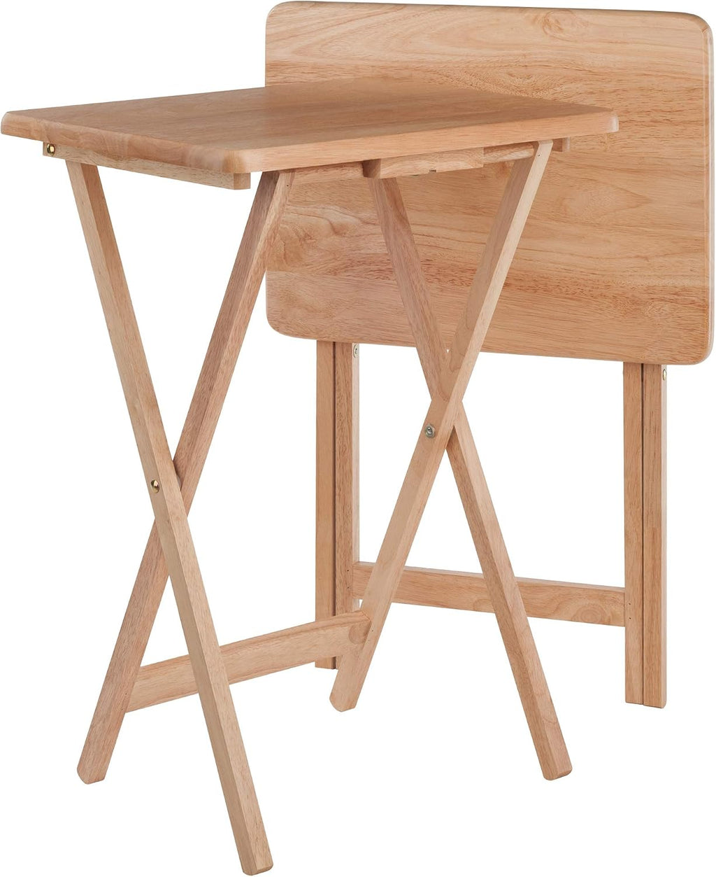Winsome Alex Set of 2 Foldable Snack Tables, Natural, 26" | Easy to Store Small Portable Fold Up Table Set for Kitchen, Living Room TV Dining, Crafts, Puzzles, Work From Home