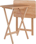 Winsome Alex Set of 2 Foldable Snack Tables, Natural, 26" | Easy to Store Small Portable Fold Up Table Set for Kitchen, Living Room TV Dining, Crafts, Puzzles, Work From Home