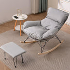 Single Rocking Chair with footrest, Made of Easy-Care Technical Fabric, ergonomically Designed for Balcony, Living Room, Bedroom, and Study Blue