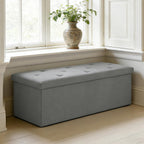 Storage Bench for Bedroom,Storage Ottoman Bench,35 Gallon,Foldable,Gray | Fabric Covered Storage Bench with Seat,Kids Toy Hidden Storage Bench,15x43x15in,Easy Assembly