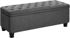 SONGMICS Storage Ottoman, 46.5 Inches Bedroom Bench, Solid Wood Legs