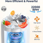 COKUNST Portable Blender, Small Smoothie & Shake Maker with LED Display, 17 oz (500ml) Personal Blender with 6 Blades, USB C Rechargeable Juice Mixer with Extra Lid for Travel, Office, Gym, Home