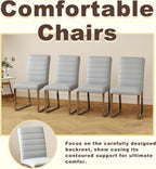 Modern Dining Chairs Set of 4, Grey Faux Leather Kitchen Chairs, Upholstered Armless Dining Room Chair with Silver Mental Legs Heavy Duty, Comfortable (Grey Chiars, Set of 4)