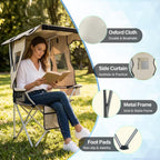 Camping Chairs with Canopy, Portable Quad Lawn Chair for Adults, Folding Recliner Chair with Cup Holder Outdoor Events and Shade- Support 330 LBS