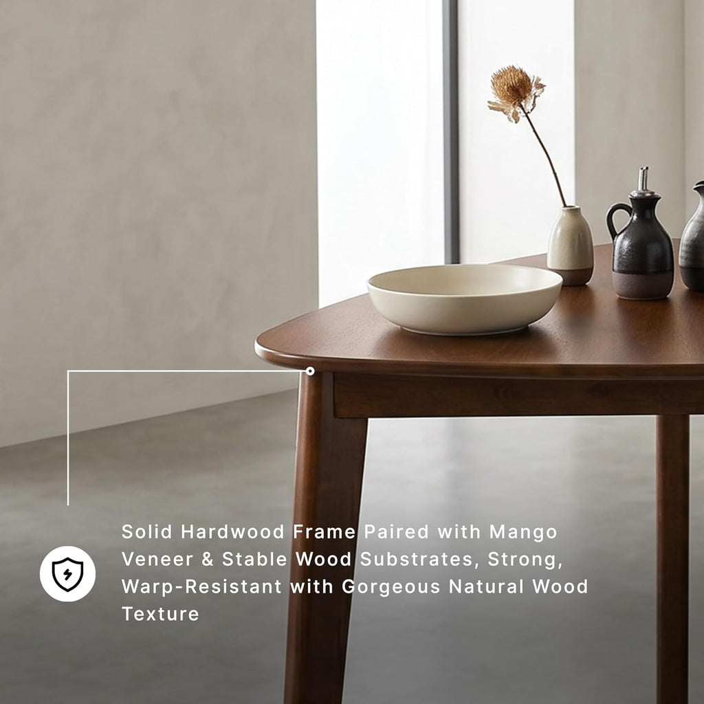 Signature Design By Ashley Lyncott Casual Triangle Dining Room Table, Mid-Century Modern, Seats 3, Rounded Corners, Wood, 35.25" W x 33.5" D x 30" H, Brown
