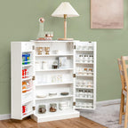 Tangkula Kitchen Pantry Cabinet, 17-Tier Buffet Sideboard with 2 Doors and 6 Adjustable Shelves, Kitchen Storage Cabinet, Space Saving Cupboard for Dining Room Living Room, 23 x 12 x 41 Inch (White)