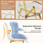 Ebullient Glass Dining Table Set for 6, 51" Clear Tempered Glass Table with Gold Chrome Metal Legs and 6 Transparent Acrylic Chairs, Compact Modern Kitchen Table Set for Small Space Dining Room