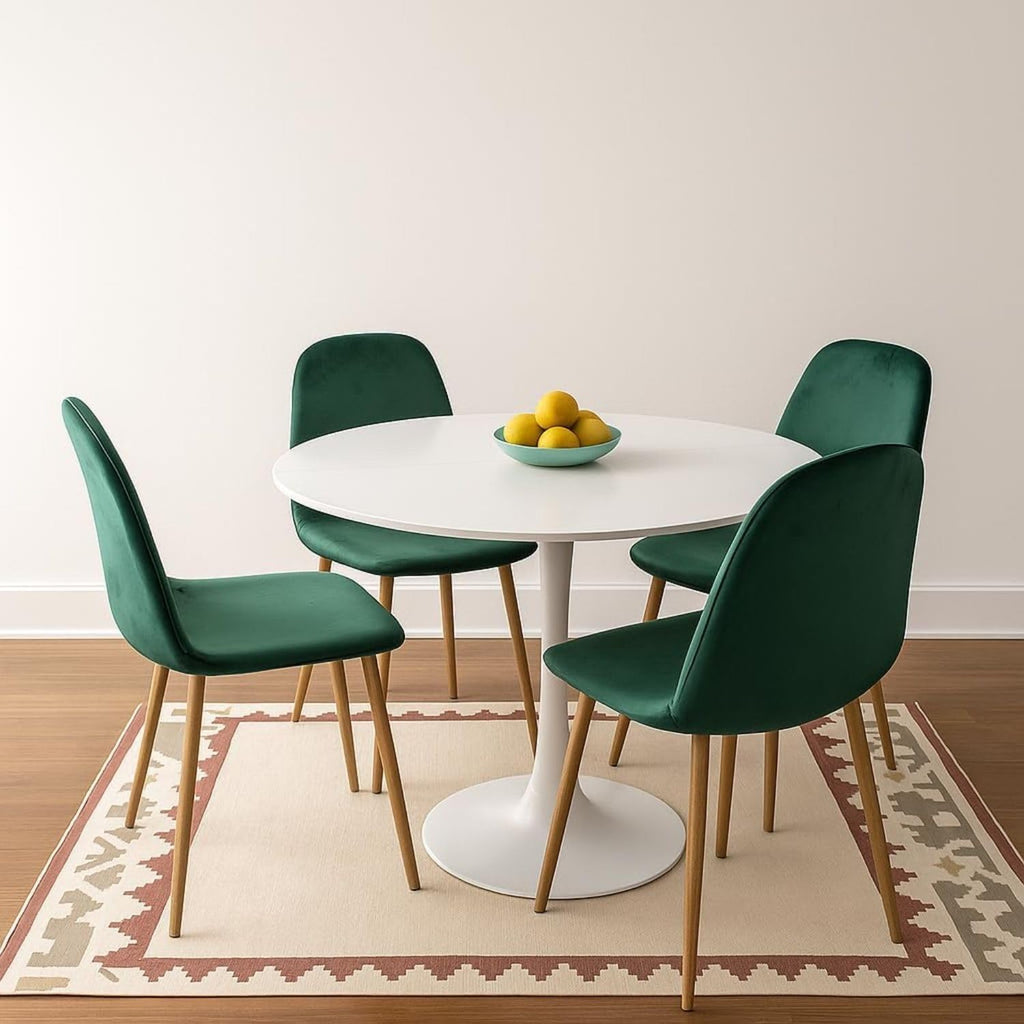 42.1" Round Dining Table Mid Century Modern Tulip Table Kitchen Dining Table for 4 People with MDF Tabletop & Pedestal Base for Coffee Office Living Room Dining Room (White)