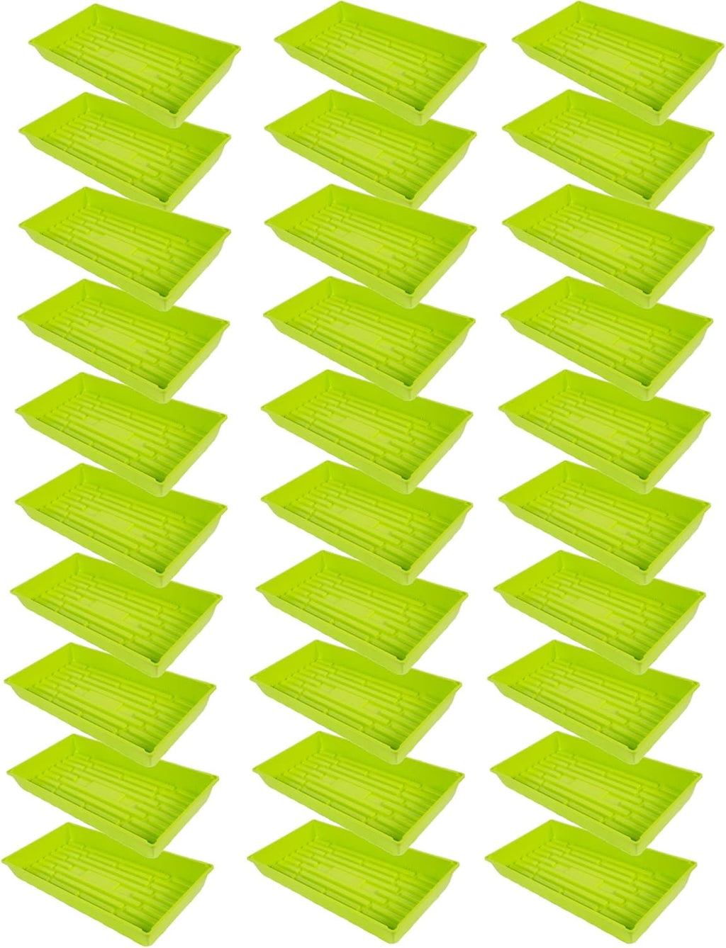 SUNPACK 10" x 20" Mega Plastic Seed Starting Tray, Lime Green, 2.5" (Pack of 30) - No Drainage Holes, Ideal for Greenhouses or Indoor Gardening - Made of Thick, Strong Plastic