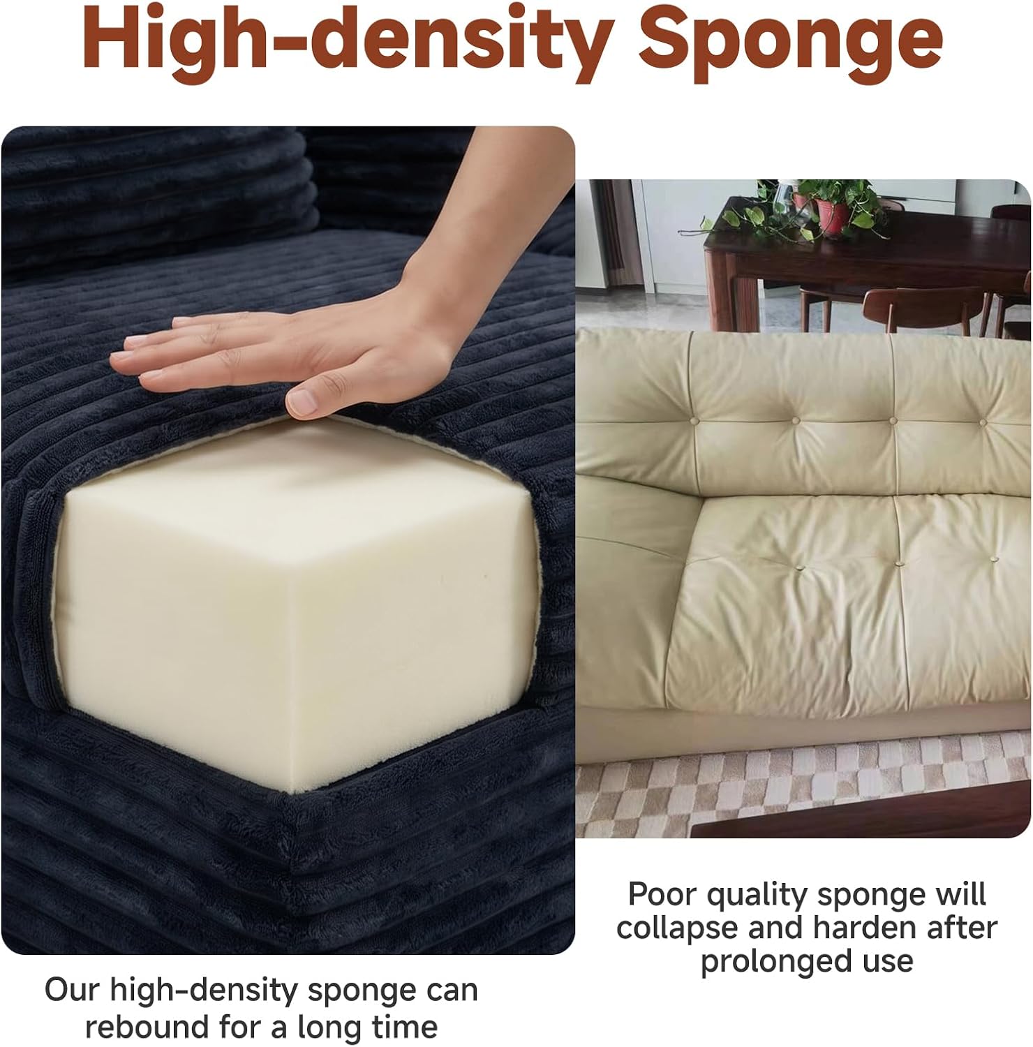 Couch ≈105" L-Shaped Sofa, Modular Sofa in Living Room Comfy Corduroy Fluffy Couch with Deep Seat and Side Pockets, Flexible Module Combination for Living Room (Black, 105IN)