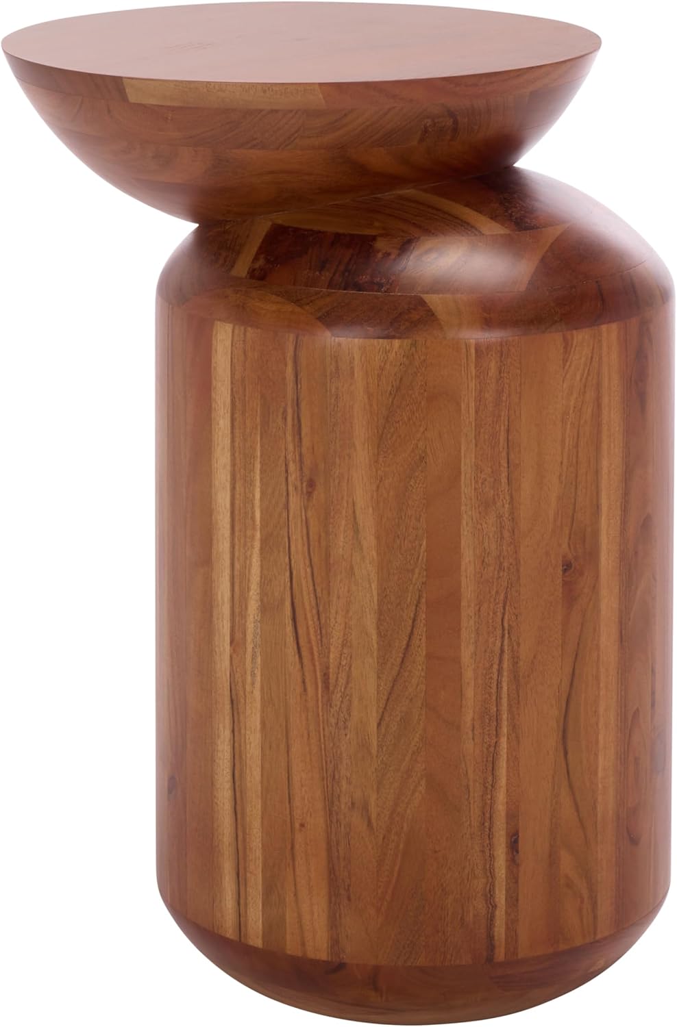 SAFAVIEH Home Collection - Masew Solid Wood Accent Table with Sculptural Stacked Design in Walnut Finish, Modern Side Table, Fully Assembled (ACC3228A)