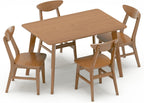 WiberWi 5 Piece Dining Table Set for 4, Solid Wood Kitchen Table Chairs Set of 4, 43.3” Space-Saving Mid Century Modern Dining Room Table, Walnut Home Furniture