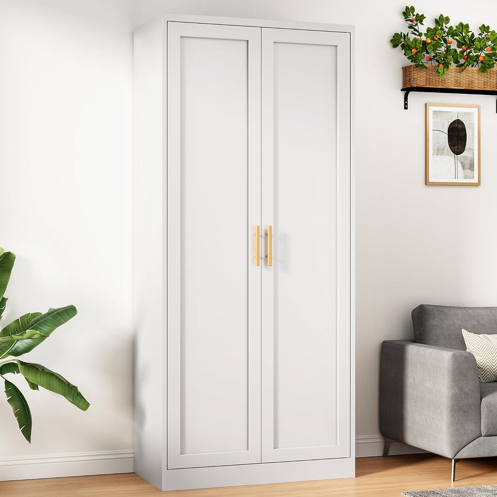 71” Tall Kitchen Pantry Cabinet, Metal Storage Cabinet with 2 Doors and 4 Adjustable Shelves for Kitchen, Living Room, Laundry Room