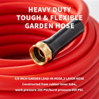 Garden Hose 200 ft x 5/8” Hot/Cold Heavy Duty Water Hose,-50°F to 190°F,Burst 600Psi Flexible Upgraded Rubber Hoses,3/4” Solid Fittings for All-weather Outdoor Lawn & Garden