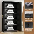 71” Tall Kitchen Pantry Cabinet, Metal Storage Cabinet with 2 Doors and 4 Adjustable Shelves for Kitchen, Living Room, Laundry Room