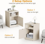 RoyalCraft End Table Set of 2, Nightstand with Storage Shelf and Door, Faux Two-Drawer Design Side Table, Wood Beside Table for Small Spaces, Modern NightStand for Living Room Bedroom Dorm, Beige