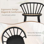 LUE BONA Black Dining Chairs Set of 8, Farmhouse Wood Dining Chairs with Semicircular Backrest, Spindle Dining Chair for Kitchen and Dining Room, 18 Inch