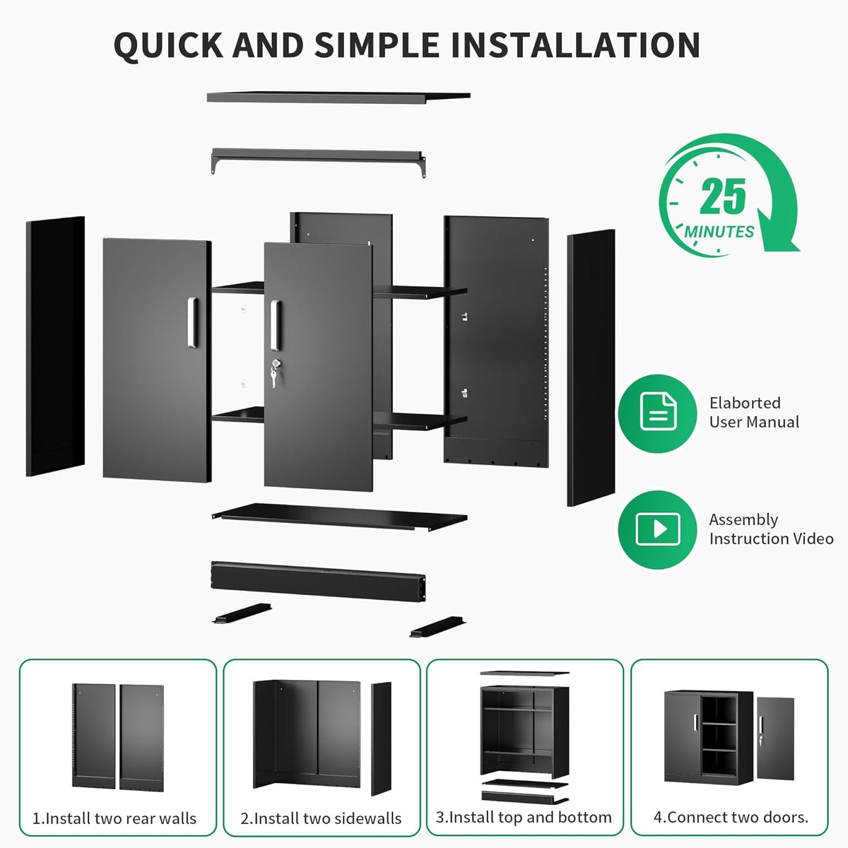 Metal Storage Cabinet with Locking Doors, 35.4" Steel Locker Organizer with Adjustable Shelves, Garage Utility Cabinet for Home, Office, Shop, and School