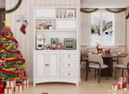BLANKSPACE 71" Tall Kitchen Pantry Cabinet with Microwave Shelf Built-in Charging Station, Sliding Door Cabinet with Drawer Storage Organizer/Adjustable Shelves for Dining Room, Living Room