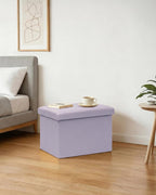 PINPLUS Flat Top Folding Linen Storage Ottoman 16.5", 36L Collapsible Storage Cube with Lid, 250 lbs Load Capacity, Fabric Foot Rest Seat for Living Room, Bedroom, Closet,Light Purple