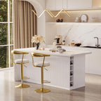 homary Kitchen Island with Storage & Wine Rack, 72" Modern White Kitchen Cabinet with Wood Top, Large Fixed Island with 3 Drawers & 6 Adjustable Shelves, Without Bar Stools
