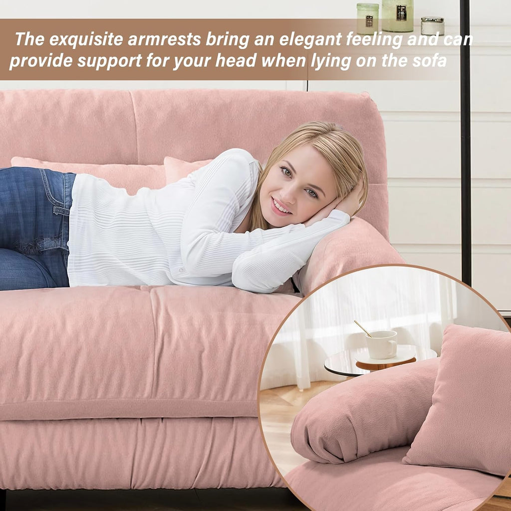SoarFlash L Shaped Couches for Living Room, Small Sectional Sofa Set with Reversible Chaise, Modern Designed Sleeper Sofas and Modular Couch Function, Suitable for Small Spaces in Apartment, Pink