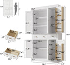 71" Tall Kitchen Cabinet Pantry Storage,Modern Kitchen Hutch Cabinet with Doors and Adjustable Shelves,Large Freestanding Food Pantry with 2 Drawer for Dining Room, Living Room, Hallway,White
