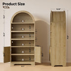 Bestier 71" Tall Arched Kitchen Pantry, Arched Cabinet with Doors, Modern Farmhouse Wood Kitchen Storage Cabinets with 3-Tier Adjustable Shelves, Cupboard for Living Room, Dining Room, Kitchen, Oak