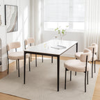 Riknuxi Boucle Dining Chairs Set of 4, Upholstered Dining Room Chairs Beige | Modern Kitchen Chairs with Curved Back, 4" Upholstery, Metal Legs, Easy Clean, for Dining Room/Restaurant/Kitchen