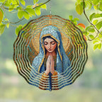 Virgin Mary Prayer Wind Spinner, Metal Wind Spinners Outdoor Indoor, Religious Virgin Mary Hanging Garden Decor for Outside, Stainless Wind Spinners for Yard and Garden 10 inch 3D (25.76X25 CM)