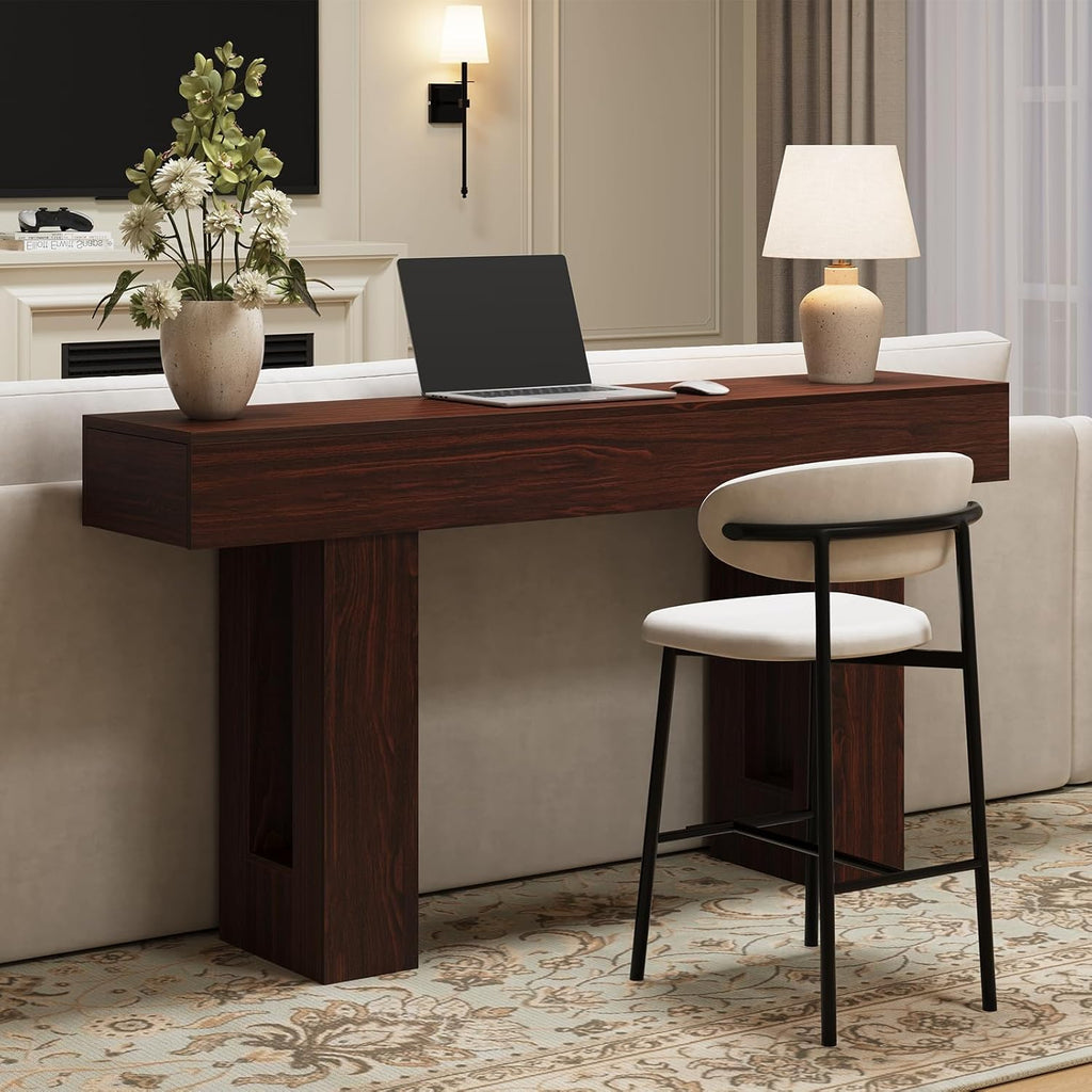 Airynee 63 Inches Long Console Table for Entryway with Drawers, Wooden Sofa Table Behind Couch, Industrial Entry Table for Living Room, Foyer, Hallway, Walnut