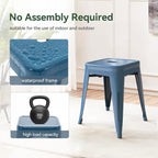 18'' Industrial Metal Stools Set of 2, Stackable Indoor Outdoor, Deep Blue | No Assembly, Waterproof & Rustproof, Easy to Move, Backless, Space-Saving, Stable Design for Classroom Kitchen Dining Patio