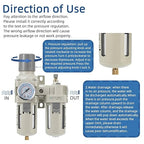3/8" NPT Compressed Air Filter Regulator Lubricator Combination,Water/Oil Trap Separator (0-150 PSI), Oil Water Separator,Semi-Automatic Drain, Suitable for Pneumatic Systems