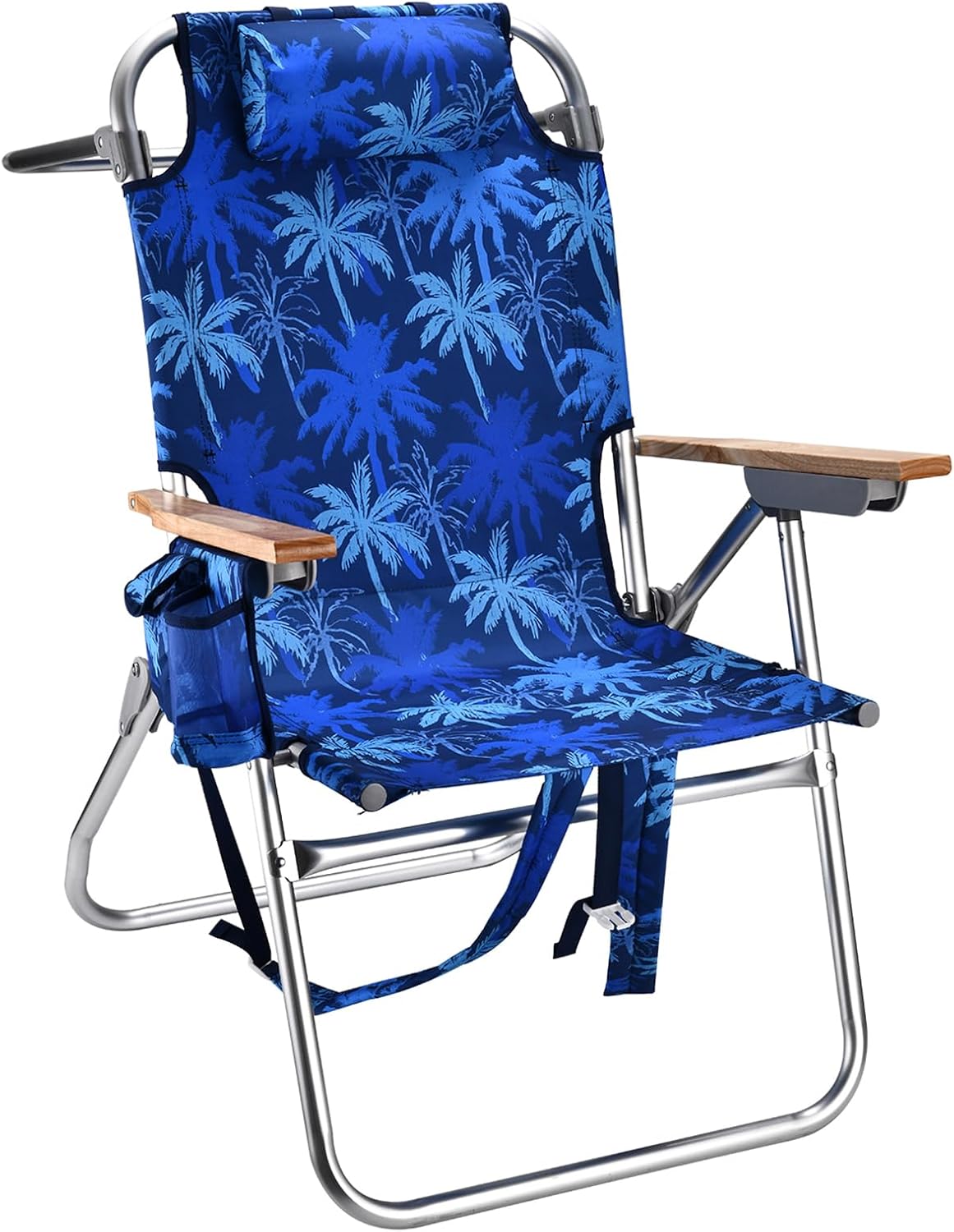 Backpack Beach Chairs for Adults Capacity 300 LBS high 5 Position Beach Chair with Pouch Straps Folding Lightweight Reclining Aluminum Wide Lay Flat Single