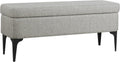 HomePop Upholstered Storage Bench with Metal Leg, 42" W, Cool Gray Woven