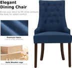 COLAMY Wingback Upholstered Side Dining Room Chairs Set of 4, Fabric Dining Chairs with Tufted Button, Living Room Chairs for Home Kitchen, Blue