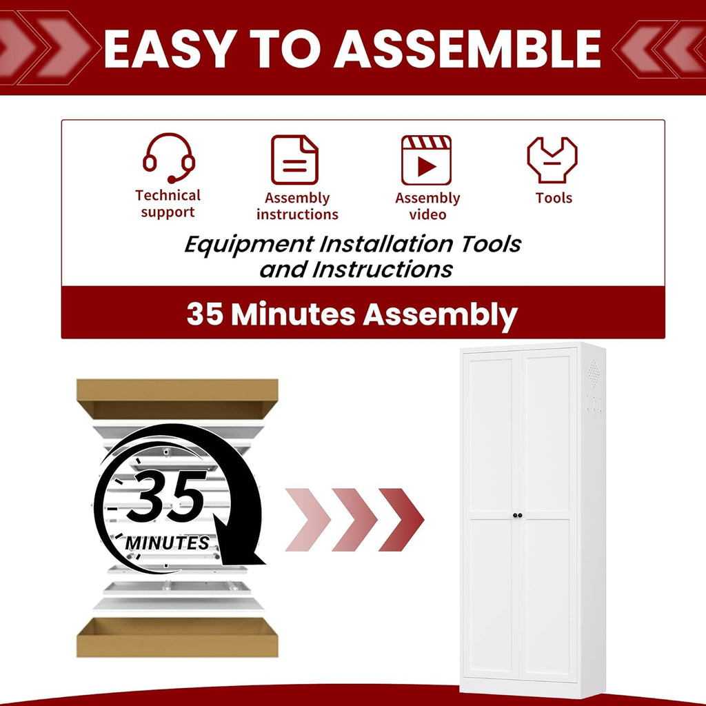 AQY Metal Pantry Cabinet with Doors & Shelves, 61” Tall White Kitchen Storage Cabinet, Freestanding Pantry Organizer for Kitchen, Living Room, Garage, Adjustable Shelves, Heavy-Duty Steel Storage Cabi