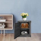 Industrial Style Side Table, Multifunctional Container Cabinet Style Side Table, Up to 22.05lbs, Practical Iron Bedside Tables for Bedroom Living Room Office (Black)
