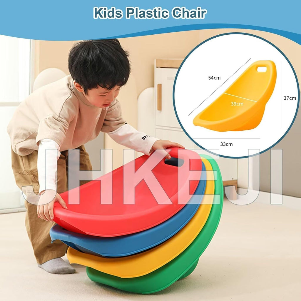 Rocker Chairs for Classroom, Portable Floor Seating with Back Support, Flexible Classroom Seating for Elementary, Plastic Reading Chair, Sensory Wobble Chair, Fun Scoop Egg Chair Indoor, (Green,2)