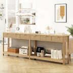 HOKYHOKY Fluted Console Table with Drawers, 47.1" Entryway Table, Natural