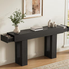 Airynee 63 Inches Long Console Table for Entryway with Drawers, Wooden Sofa Table Behind Couch, Industrial Entry Table for Living Room, Foyer, Hallway, Black