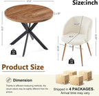 Homedot 5 Pieces Dining Table Set for 4, Modern Mid Century Round Kitchen Dinner Table with Barrel Dining Chairs Set, 37-Inch Circle Breakfast Nook Table Set with Cozy Arm Chairs for Dining Room