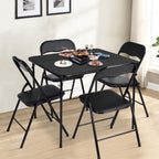 FurnitureR Square Folding Card Table 34 Inch, No Assembly Portable Table for Game Nights, Small Space Dining & Indoor Outdoor Use, PVC Top with Metal Frame, Black