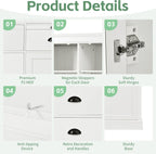 roomfitters 72" Kitchen Pantry Organizers and Storage Kitchen Cabinet, Storage Hutch with Glass Doors, 5 Drawers, White