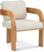 Christopher Knight Home Yorick Modern Dining Chair Set of 2 with Cushion, Solid Wood Dining Room Armchair Set, Curved Backrest Kitchen Side Chair, Living Room Comfy Extra Seat, Natural+Beige