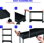 Simple Houseware 3-Tier Slim/Narrow Storage Cart with Handle, 5.5'' Wide x 27.5'' Height Rolling Organizer for Kitchen, Bathroom, Laundry Room - Black