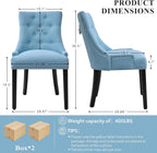 adochr Dining Chairs Set of 4, Upholstered Fabric Dining Room Chairs with Nailhead High Back & Ring Pull & Wooden Legs, Mid-Century Modern Kitchen Chairs for Restaurant, Living Room, Light Blue
