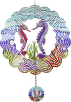 Seahorse 3D Wind Spinner Kinetic Metal Art Hanging Wind Spinner Outdoor Decoration Ocean Ornaments Decor for Yard and Garden