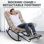 COMHOMA Outdoor Rocking Papasan Chair, Oversized Wicker Patio Rocker, Indoor Comfy Wicker Reading Lounge, Bed-Like Comfort Egg Chair for Bedroom,Balcony, Porch, Garden, Brown